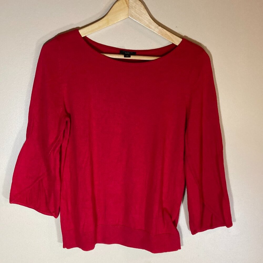 #69 Ann Taylor Red Pullover Sweater, Size Medium Petite